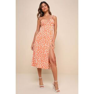 NWOT Lulu’s Orange and White Midi Dress
